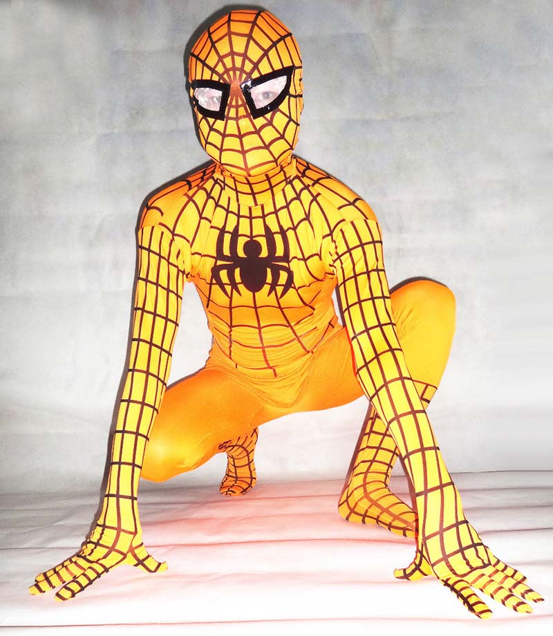 Classic Orange Spiderman Spandex Superhero Costume